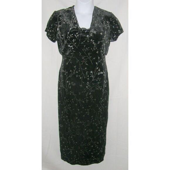 Black & Sparkly Silver Sz 12 Soft Velour Sleeveless Dress & Open Jacket 2 Pc Set - Picture 1 of 5